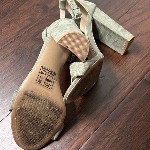 Sage Green Open Toe Stiletto Heels - Picture 5 of 6